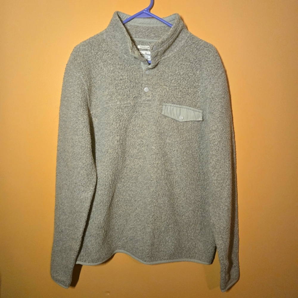 Lucky Brand Grey Label Button Pullover, L (PTP=21.5")